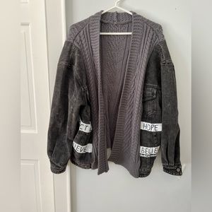 Wren + Glory BE RIGHTEOUS Denim/Sweater Jacket